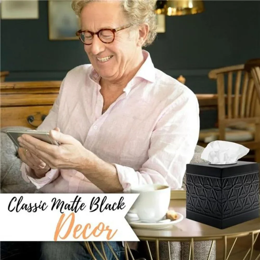 Black square tissue box cover metal tissue holder bathroom bedroom home decor